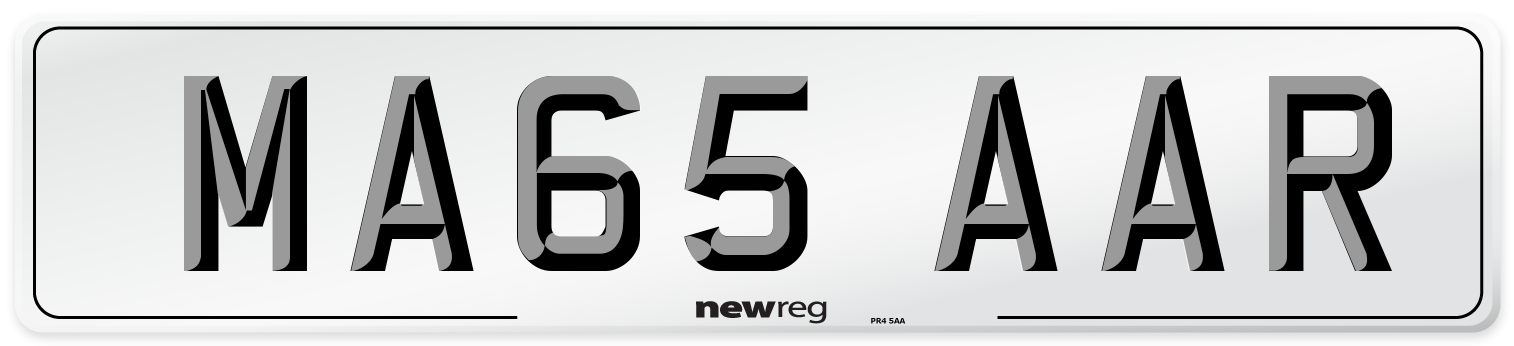 MA65 AAR Number Plate from New Reg